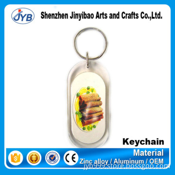 custom printing logo picture long oval shape acrylic keyring